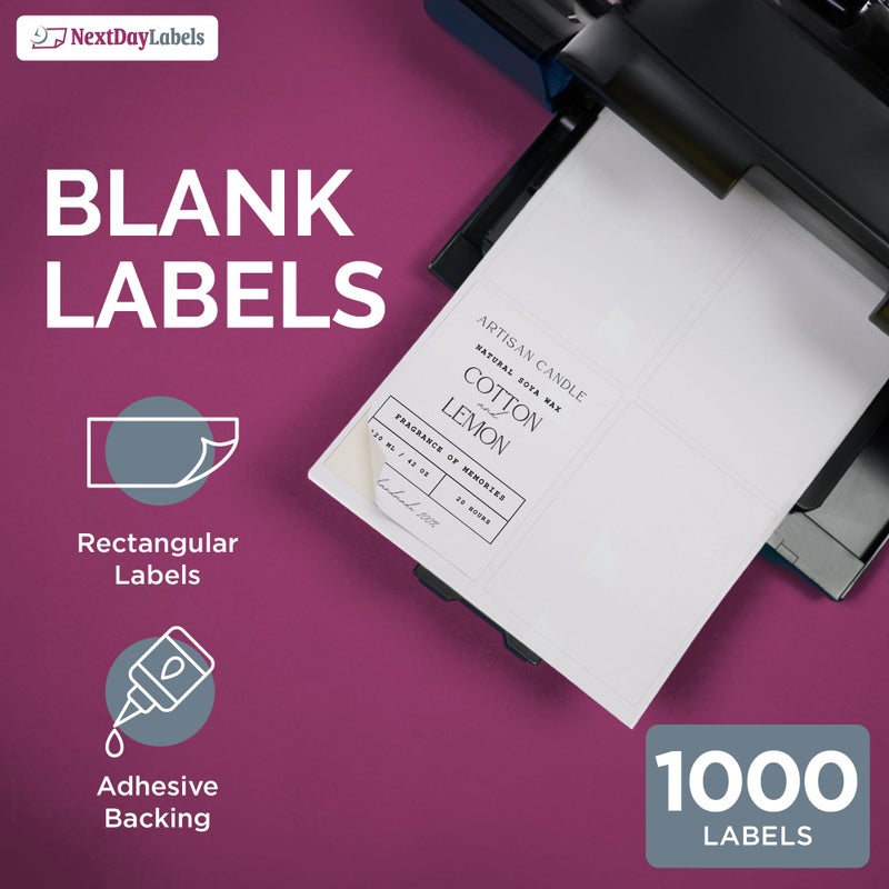 NextDayLabels ملصقات NextDay – ملصقات مستطيلة 4 بوصة × 5 بوصة للطابعة - ملصقات طابعة ليزر/حبر بيضاء ملصقات عنوان العودة ملصقات شحن (250 ورقة، 4 لكل ورقة، 1000 ملصق) - Image 3